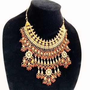 NWOT! Indian Gold Necklace and Earrings